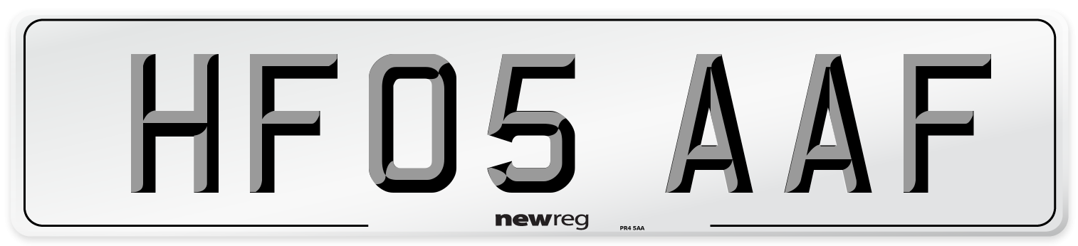 HF05 AAF Number Plate from New Reg